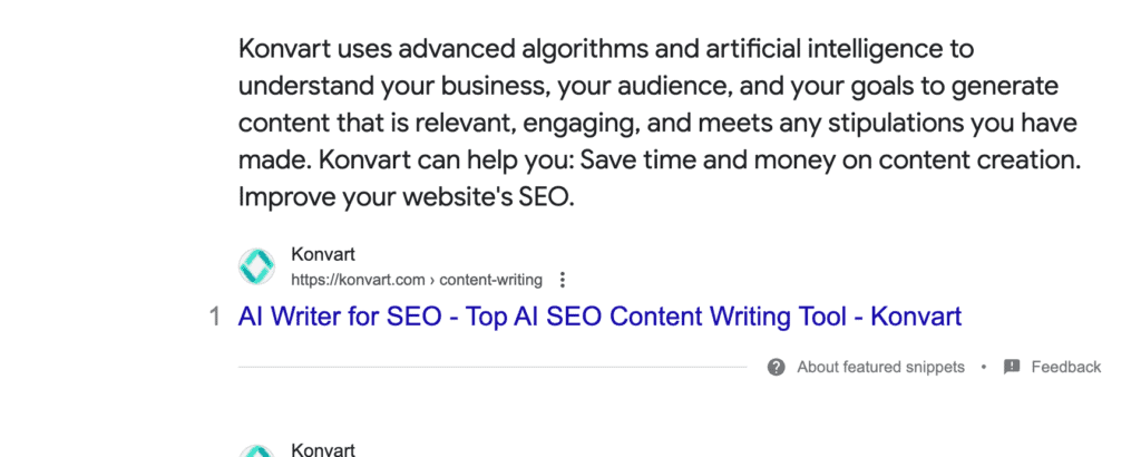 featured snippet result