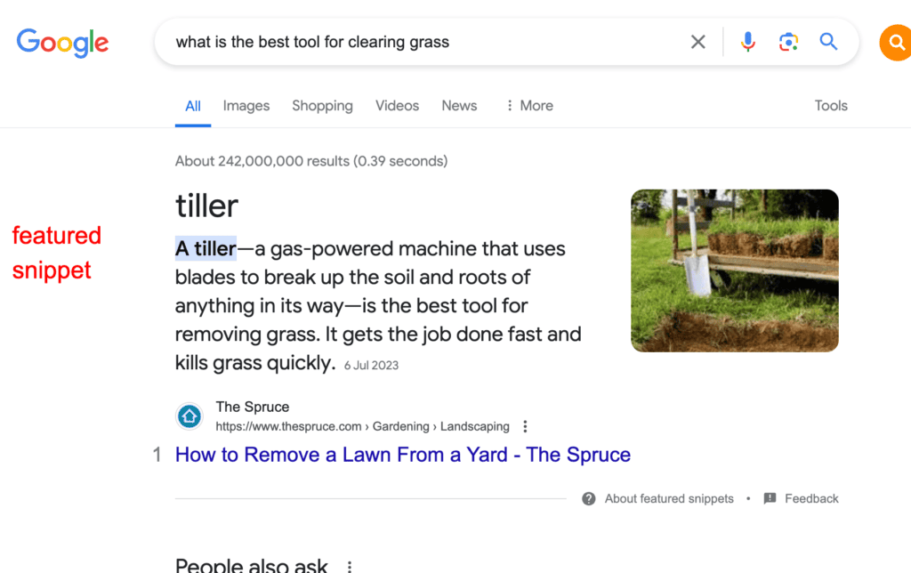 featured snippets on Google