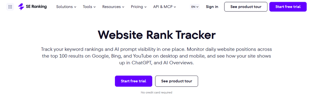 se ranking rank tracker page