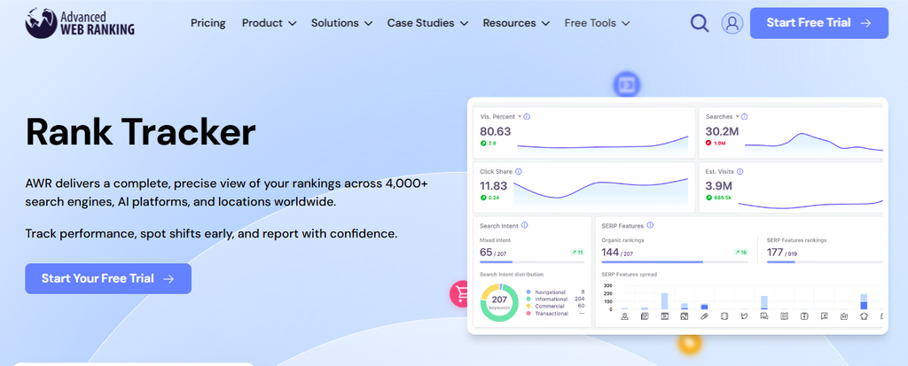 Advanced Web Ranking  rank tracker page