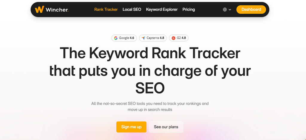 wincher rank tracker page