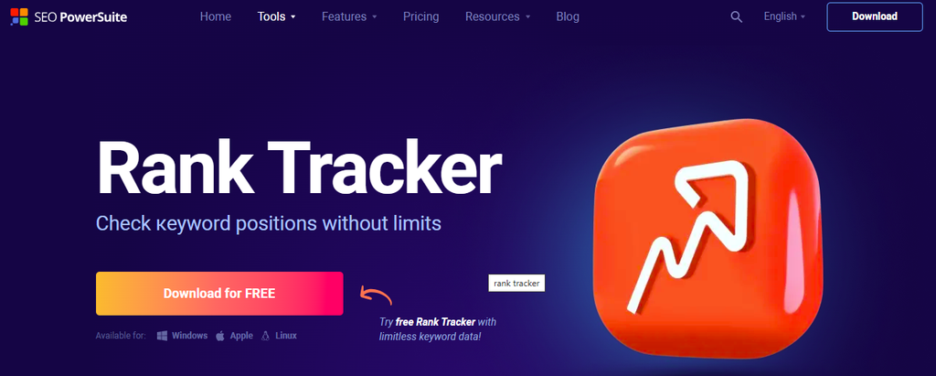 SEO PowerSuite Rank Tracker page
