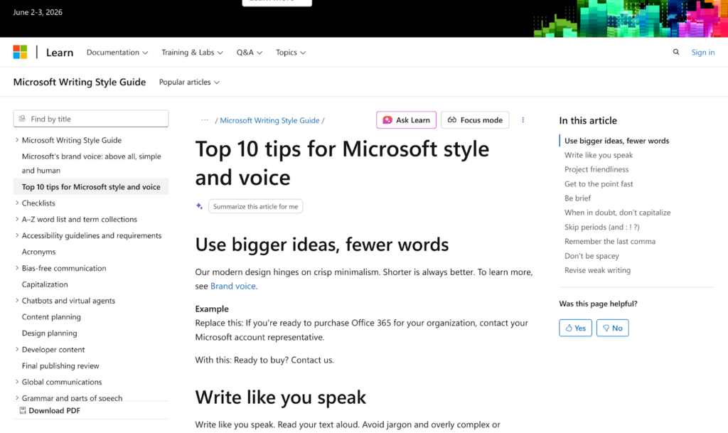 Microsoft style guide