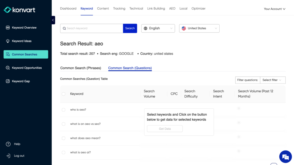 common searches tool